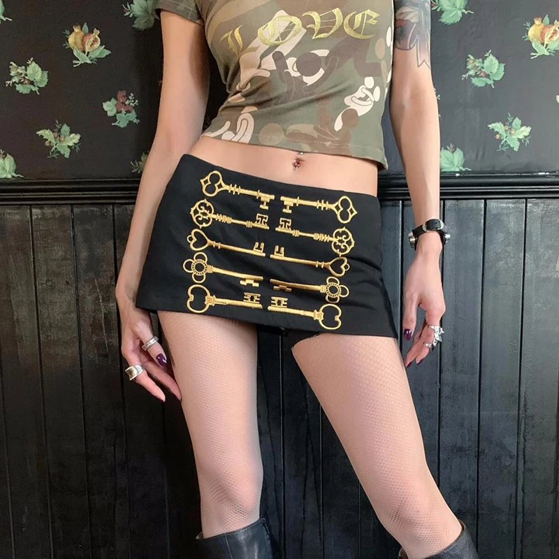 Summer subculture sweet cool spicy girls aesthetics slim fit waist mini skirt American high street fashion versatile mini skirt