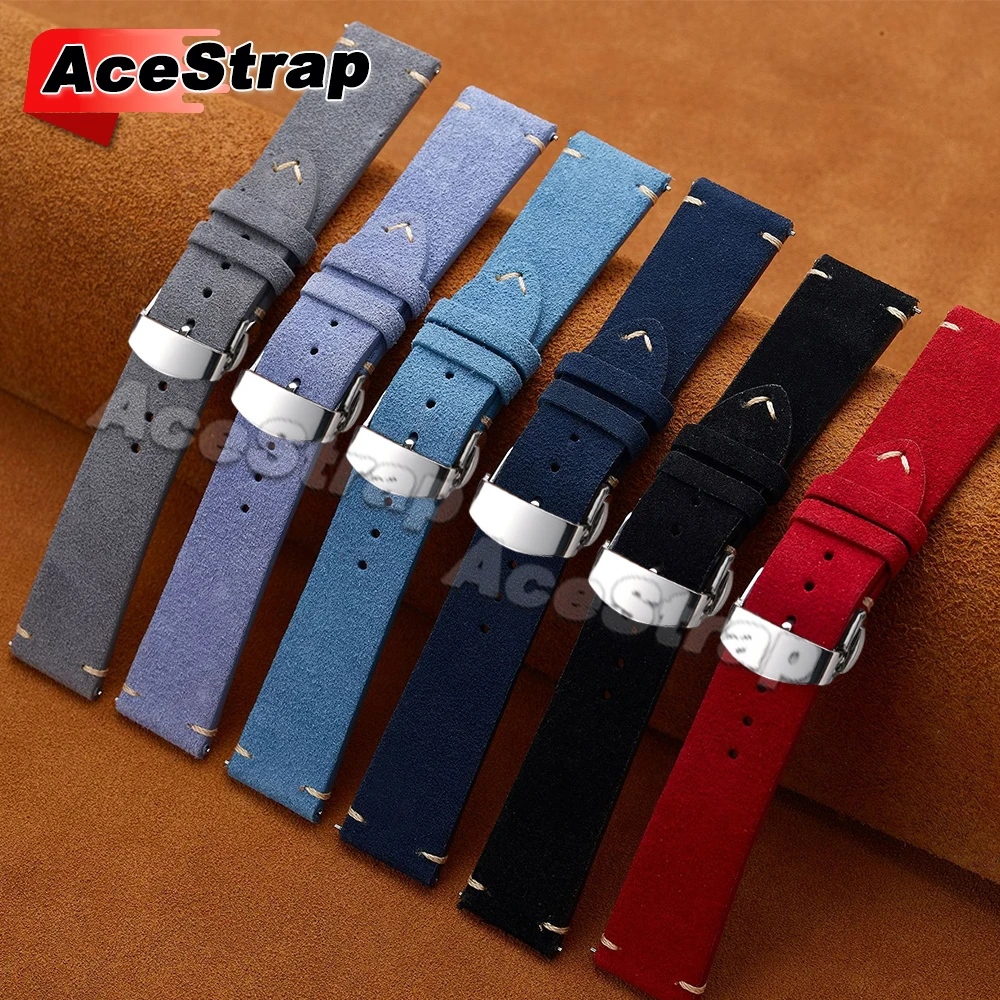 18 مللي متر 20 مللي متر 22 مللي متر الجلد المدبوغ حزام (استيك) ساعة فراشة مشبك حزام ل سوار سايكو ل رولكس الرجال النساء خياطة معصمه الإفراج السريع