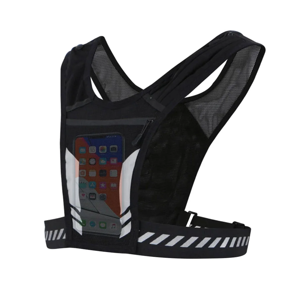 Running Phone Holder Vest Lightweight Running Chest Pouch Breathable Mesh Vest Bag Running Adjustable Buckle for Men Women