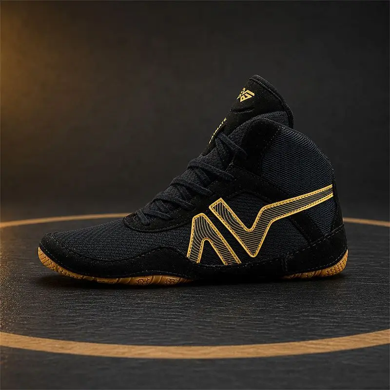 Professional Wrestling Shoes for Men Comfortable Boxing Shoes for Men Anti-Slip Men Fighting Shoes Mid-Top Man Gym Training Shoe
