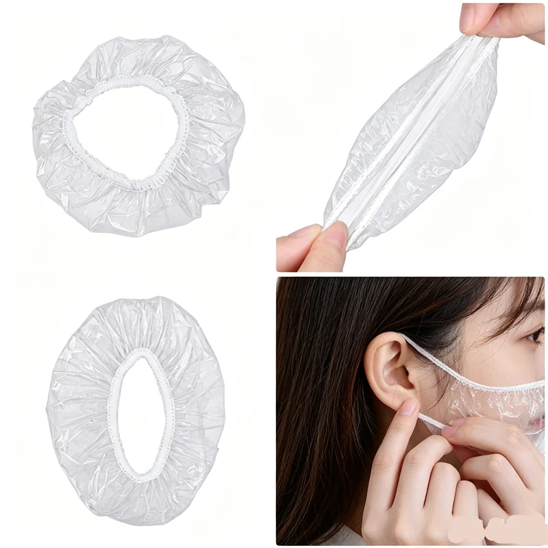100-1000 Peças Protetores de Orelha Descartáveis para Salão de Beleza, Capas Transparentes para Proteção de Orelha, Touca Protetora para Tintura de Cabelo, Ferramenta para Estilização de Cabelo