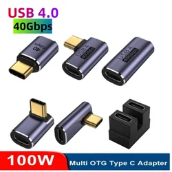 Adaptador múltiple USB C F en forma de L, adaptador de codo de ángulo USB C hembra tipo C macho, adaptador de datos de velocidad de 40Gbps, convertidor Thunderbolt