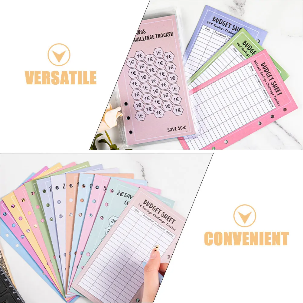 

48Pcs Savings Challenge Binder Envelopes Euro Saving Cash Bag 6-Hole A6 Budget Envelope Paper Organizer Binder Cash Envelops