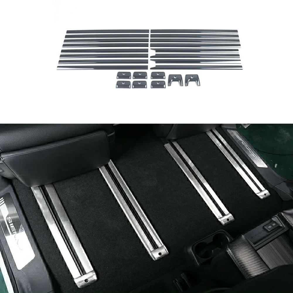 For Toyota Sienna XL40 2021 2022Stainless steel rear seat track strip sliding rail strip decorative strip decorative accessories