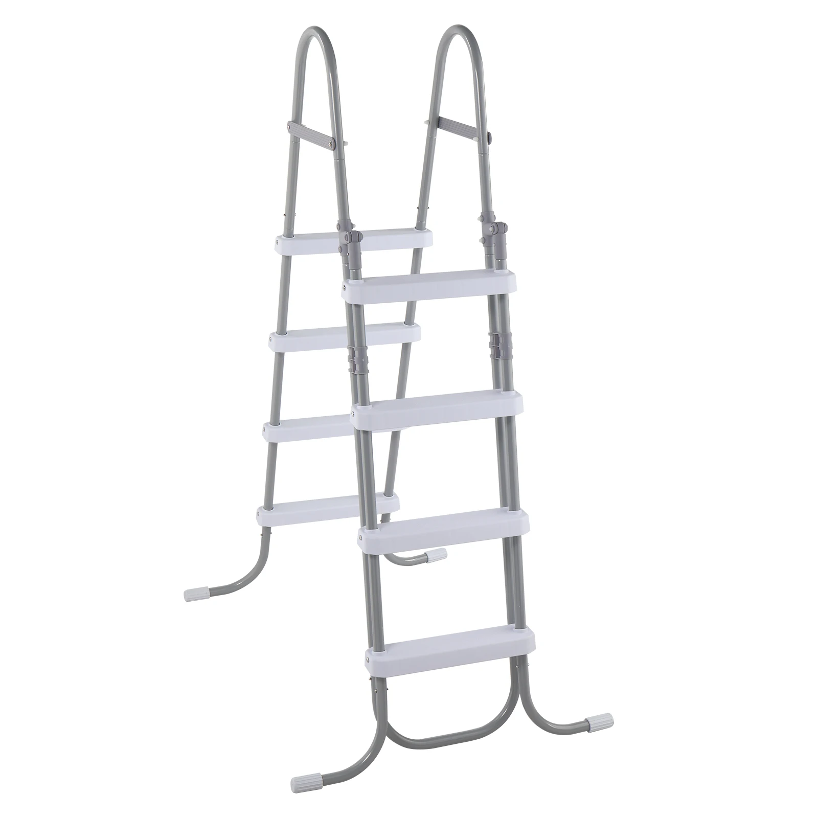 

4 Steps 52in Pool Ladder Iron Grey Frame + White Steps Safety Ladder
