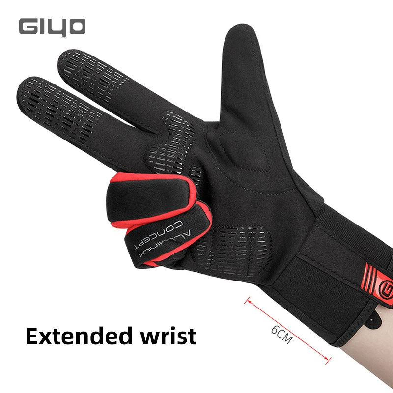 Giyo S-15 Winter Cycling Gloves Waterproof Thermal Touch Screen Gloves SBR Filling Shock Absorbing for Riding Skiing Climbing