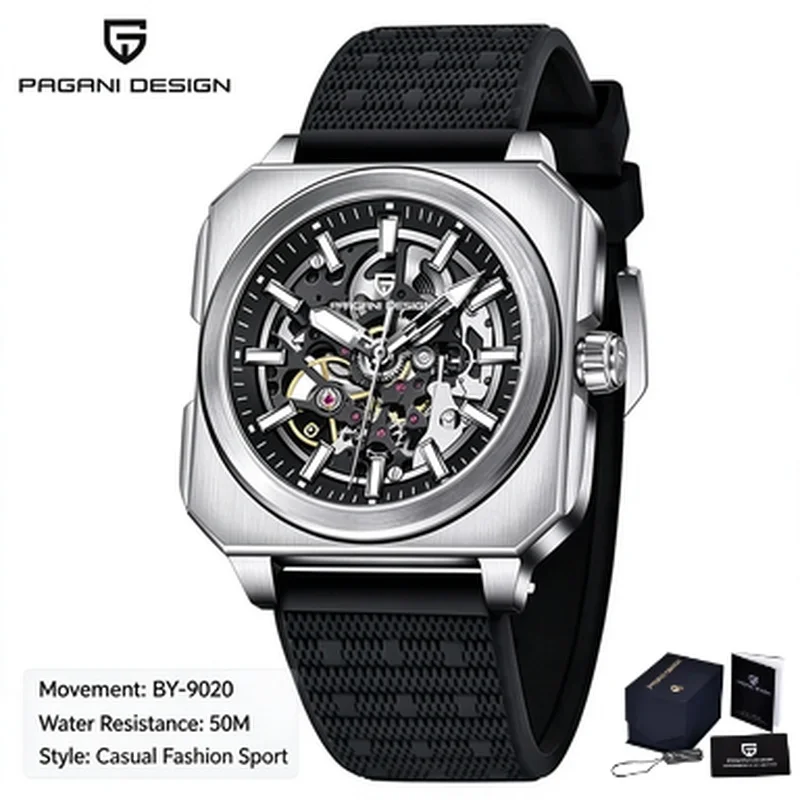 PAGANI DESIGN Men Wristwatch Classic Skeleton Dial Waterproof Luminous Automatic Mechanical Watch Daily Wear