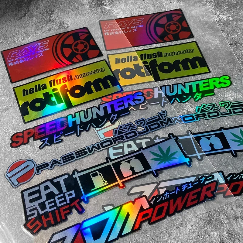 

6 шт./компл. наклейка «гоночные и JDM» для автомобиля и мотоцикла, разнообразная дизайнерская наклейка с логотипом бренда для стайлинга и настройки автомобиля