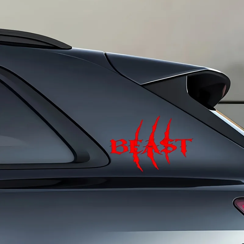 1pc Newest English Beast Claw BEAST Car Accessories Exterior For Door Decor Offroad Suv Waterproof Accessories