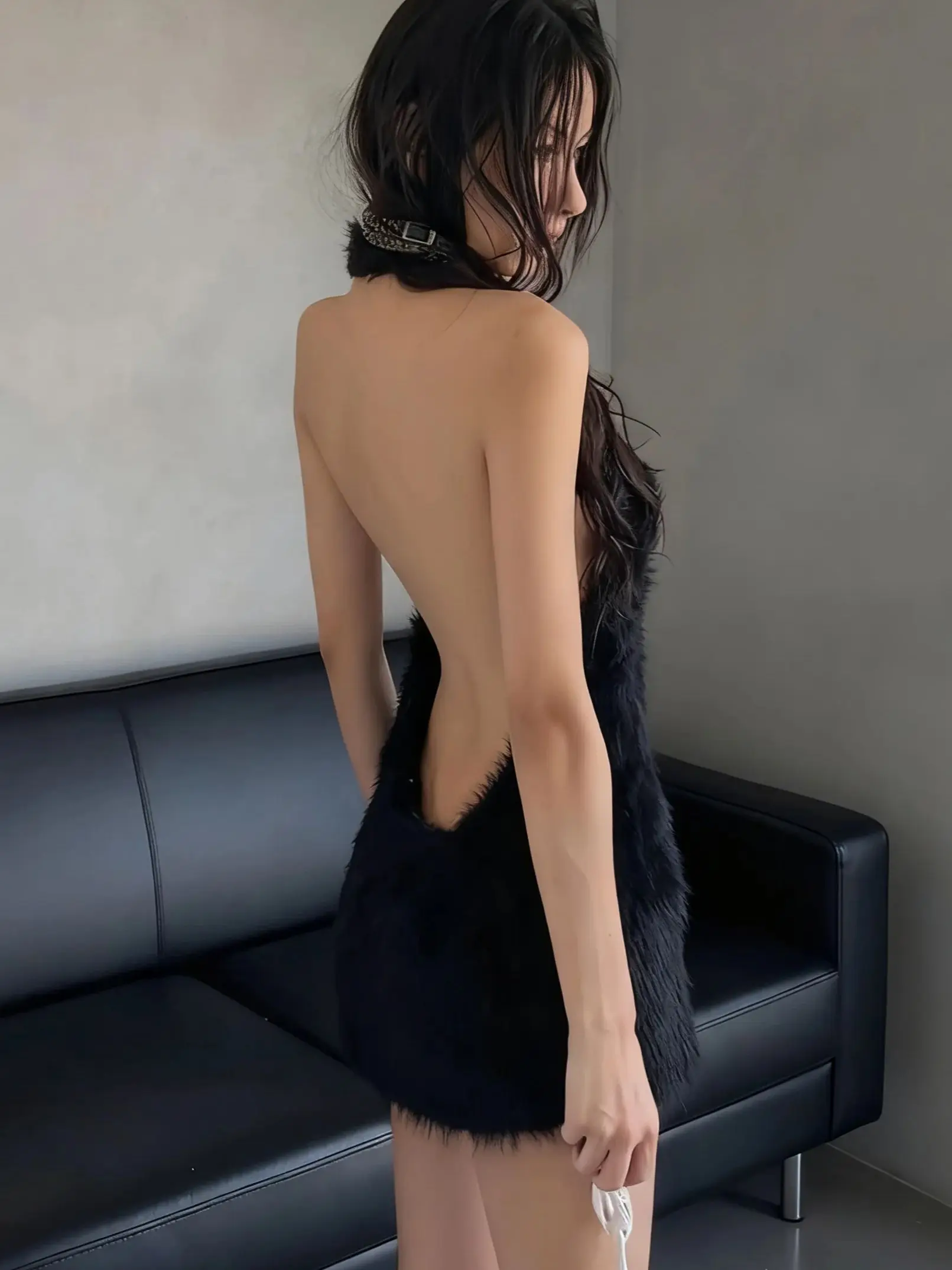 فستان فروي بدون ظهر من Sisterlinda للنساء للخريف مثير مع رسن مثير بدون أكمام قابل للتمدد نحيل الاتجاه الخوخي الورك الشارع نادي Bodycon #3