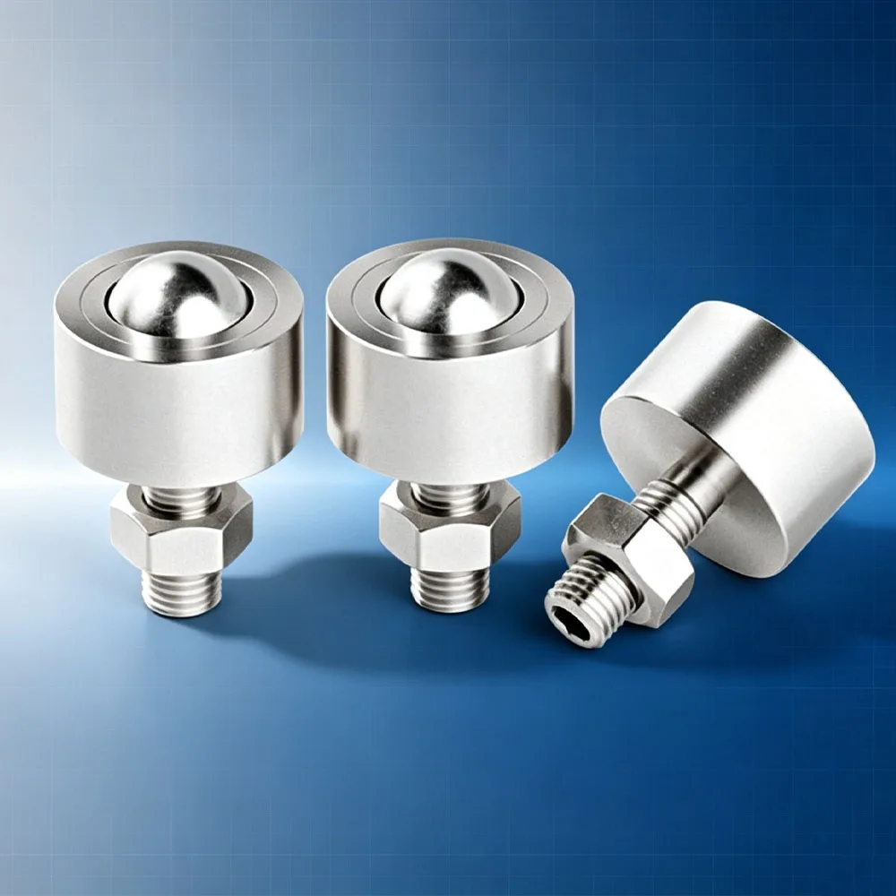 Ball Transfer Unit Nut Mounted Stainless Steel Bull Eye Ball Roller 360 Degree Rotation For Conveyor Machinery
