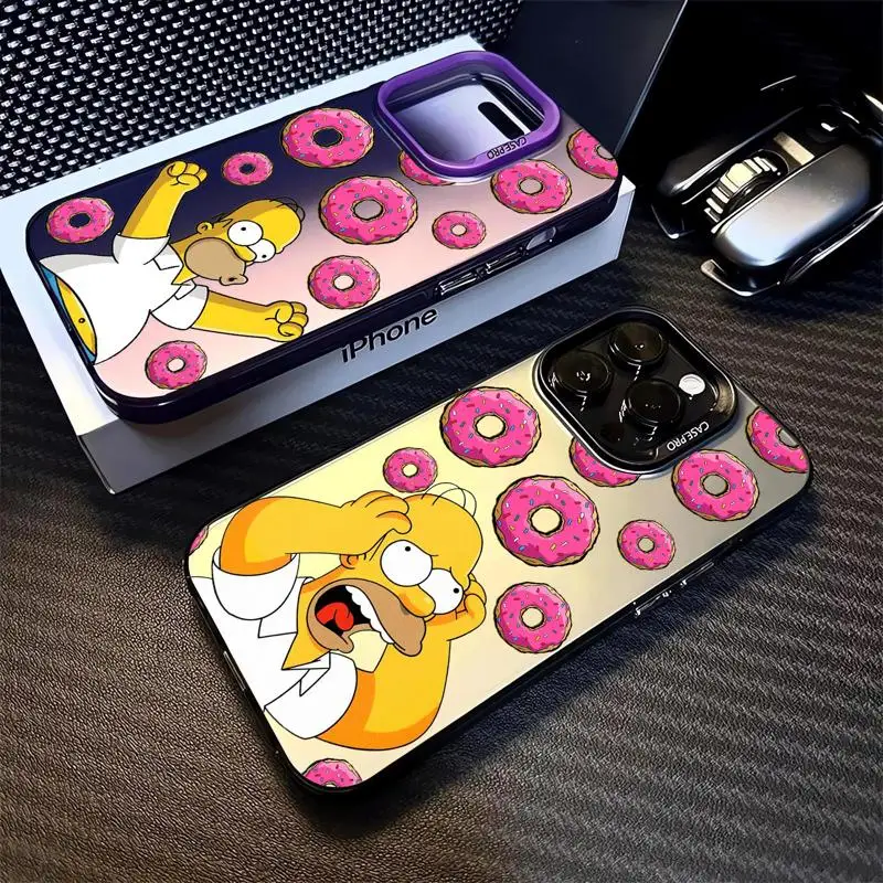 The Simpsons Donut Phone Case for Apple iPhone 15 Pro Max 16 Pro 14 Pro 13 12 11 Pro Max 14 Plus Color Silicone Shell