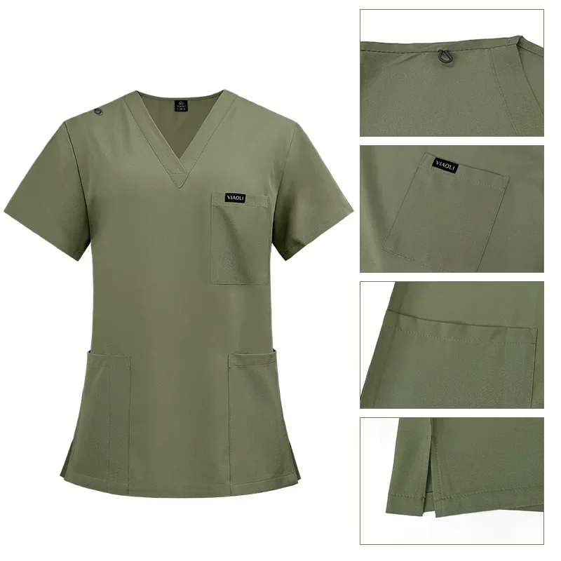 Newest Elestic Nurse Scrubs Set Medical Uniforms Hospital Lab Clothes Vet Beauty Spa Workwear Hospital Surgery Work Clothes