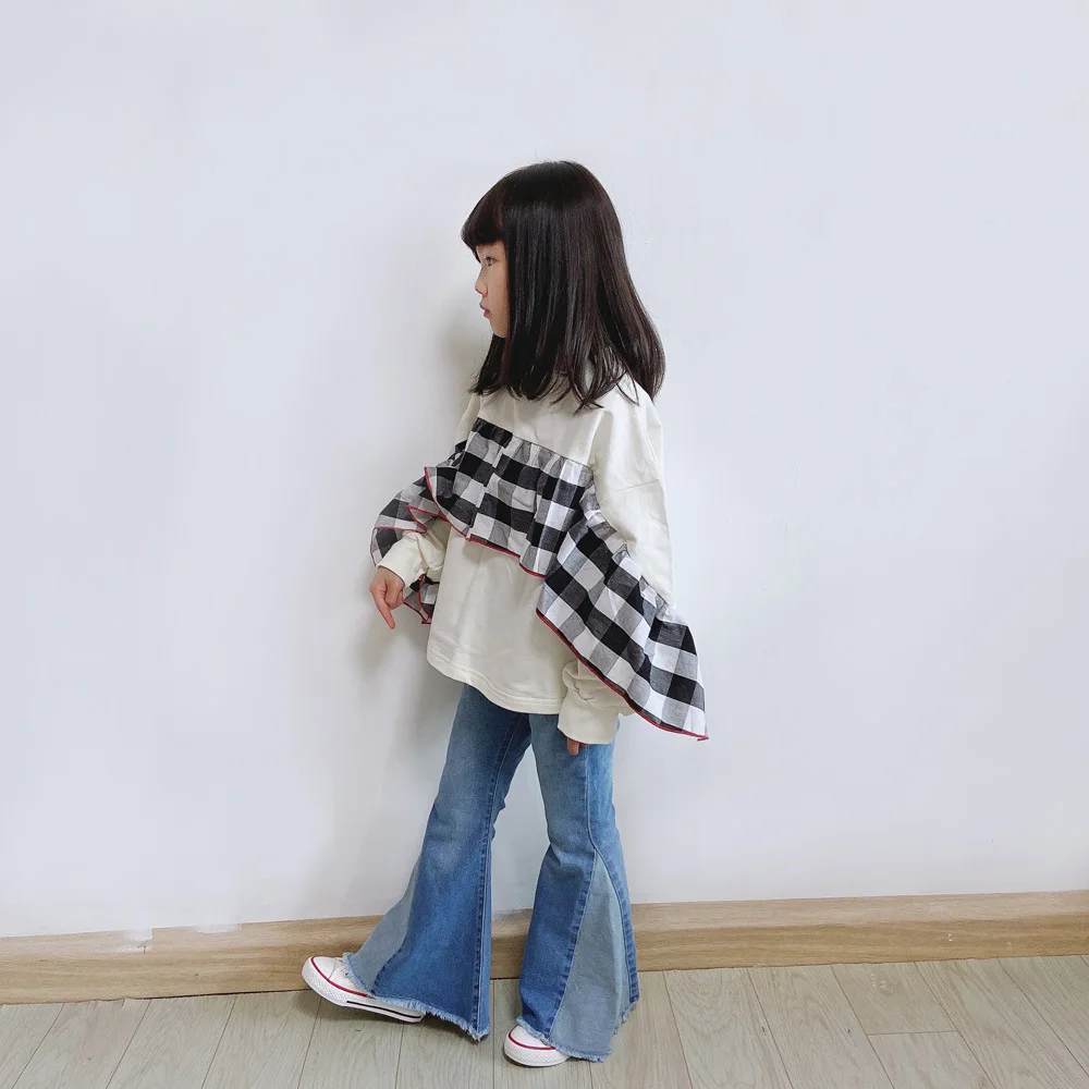 Autumn and Winter Parent-child Clothing Mori Girl Girl Lotus Leaf Lace Matching Loose Terry Sweater Children's Top Jacket