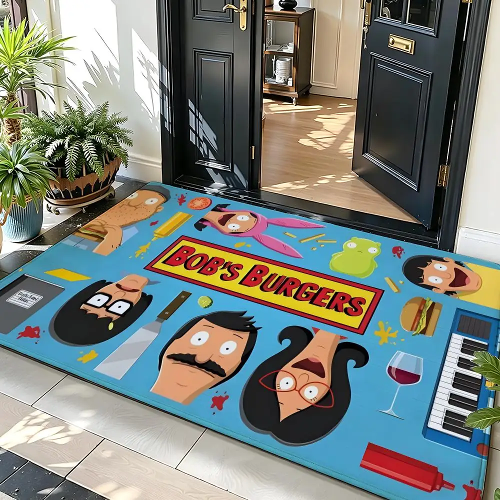 Cartoon B-Bob's B-Burgers Floor Mat Soft Flannel Floor Mat  Suitable for Entryways, Living Rooms, Bedrooms, and Bathrooms