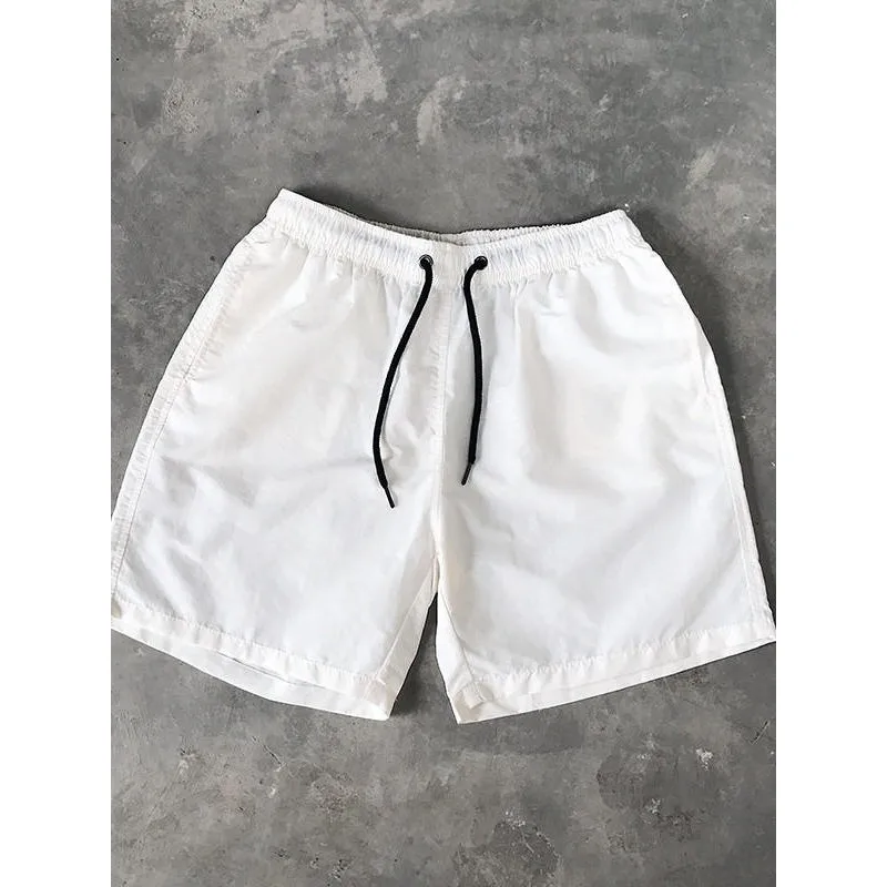 Casual Summer Men's Shorts Candy Color Five-Point Beach Sports Pants CleanFit Style City Walk Polyester Fiber Pure Color