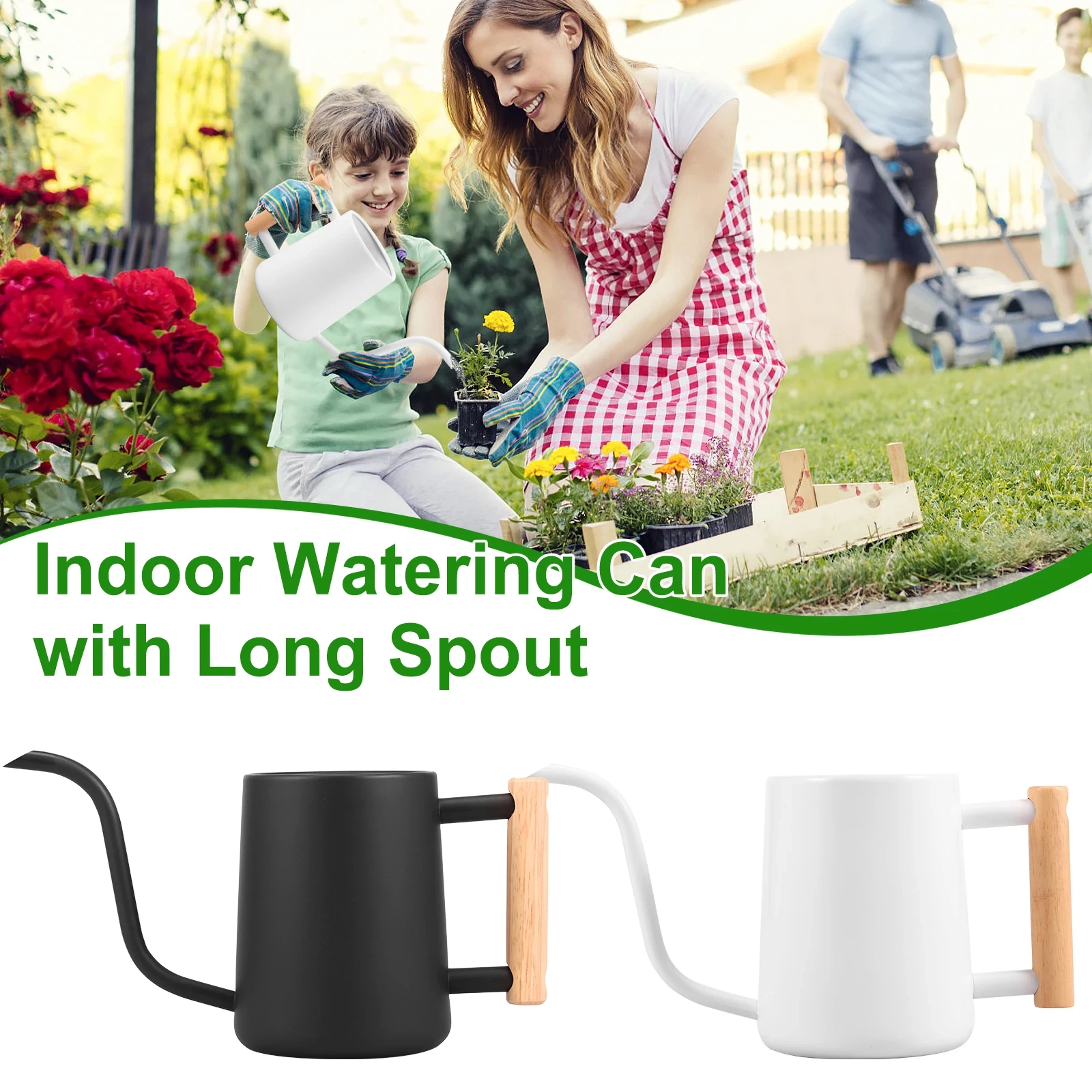 

1L Watering Can for Indoor Plants Stainless Steel Watering Pot with Long Spout Garden Watering Cans Portable for Gardening Tools