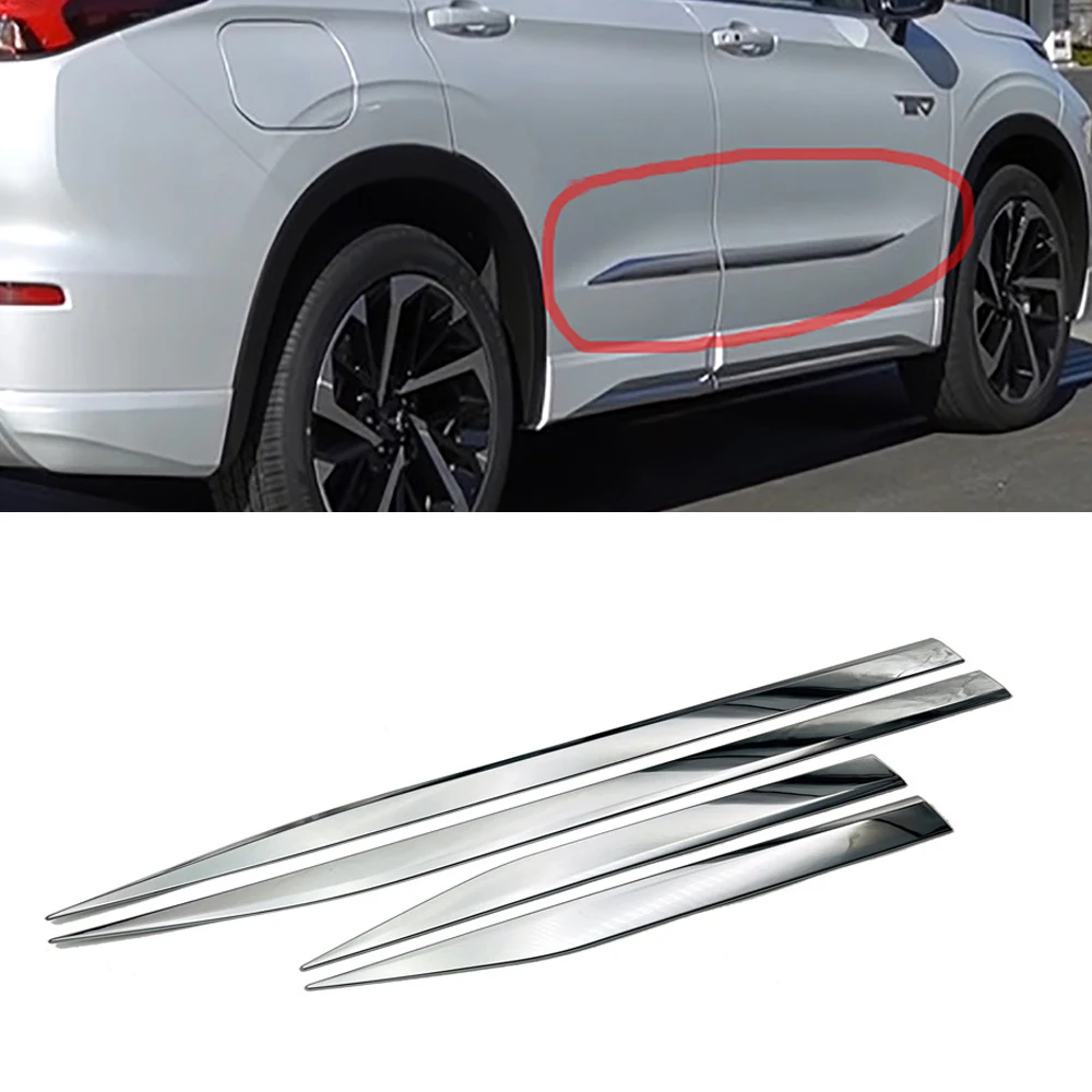 For Mitsubishi outlander 2022 2023 CHROME SIDE DOOR LINING DECORATION BODY MOULDING TRIM BEZEL STYLING COVER PROTECTOR GARNISH