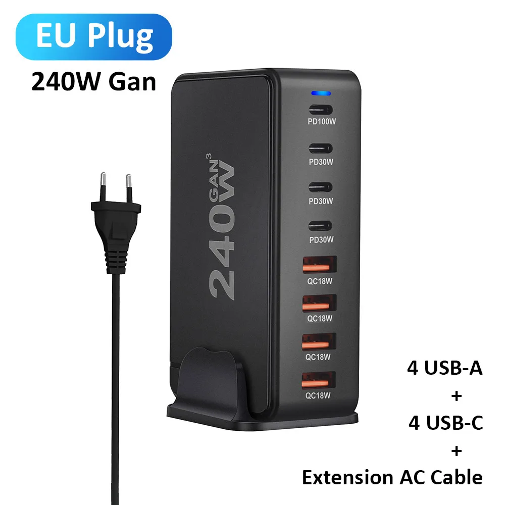 PD 65W Gan 120W Charger Station 6-Port Charge 3C+3A QC3.0 PPS For