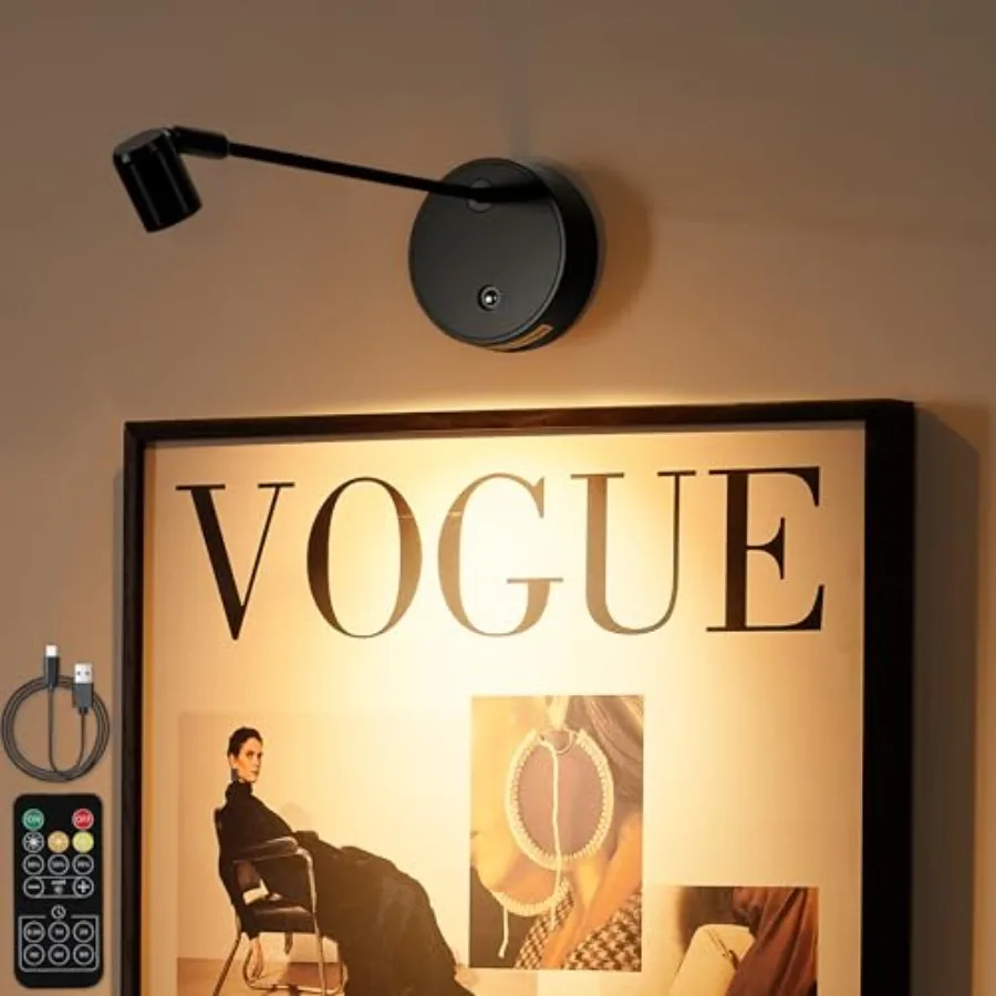 

Беспроводной светильник для картин на батарейках, 3 цвета LED, магнитное крепление, перезаряжаемый, с регулировкой яркости, для постеров