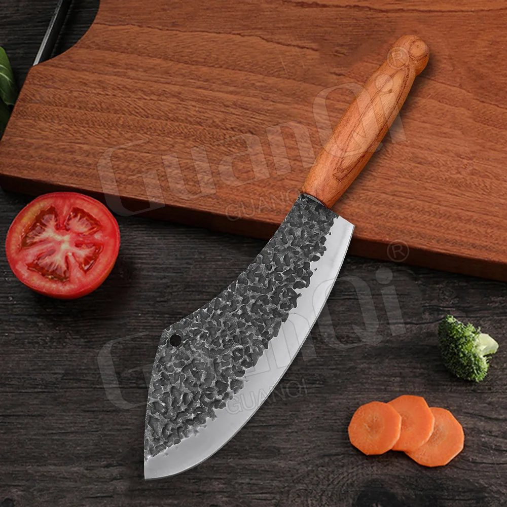 Hand Made Forged Kitchen Knife Butcher Chef Knife 5CR15 Cleaver Cutting Cutlery Sharp Blade Wood Handle Meat Kitchen Tools