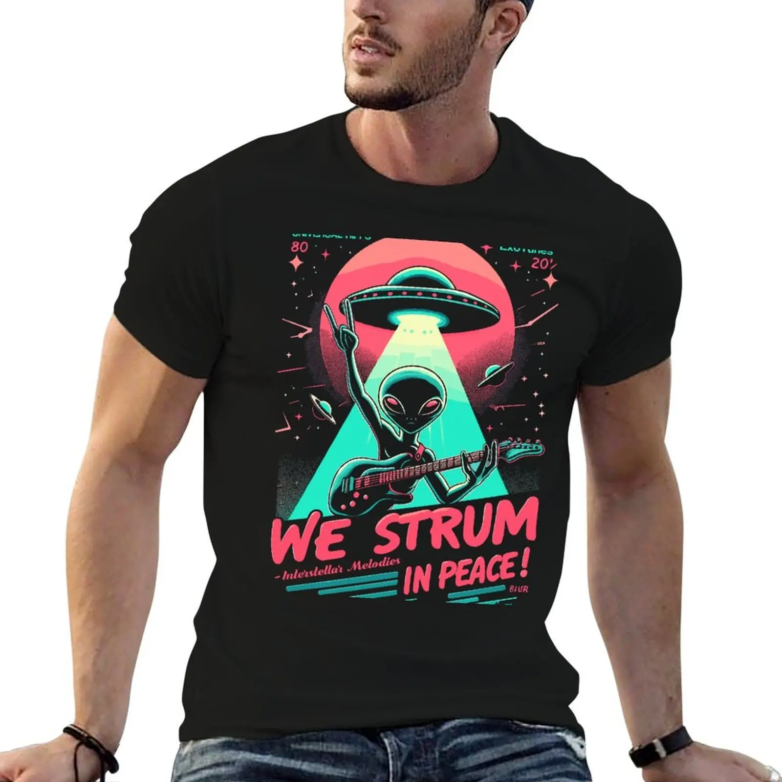 

We Strum in Peace! T-Shirt man t shirts cotton t shirts for man cotton soft cotton t shirt pack T-shirt