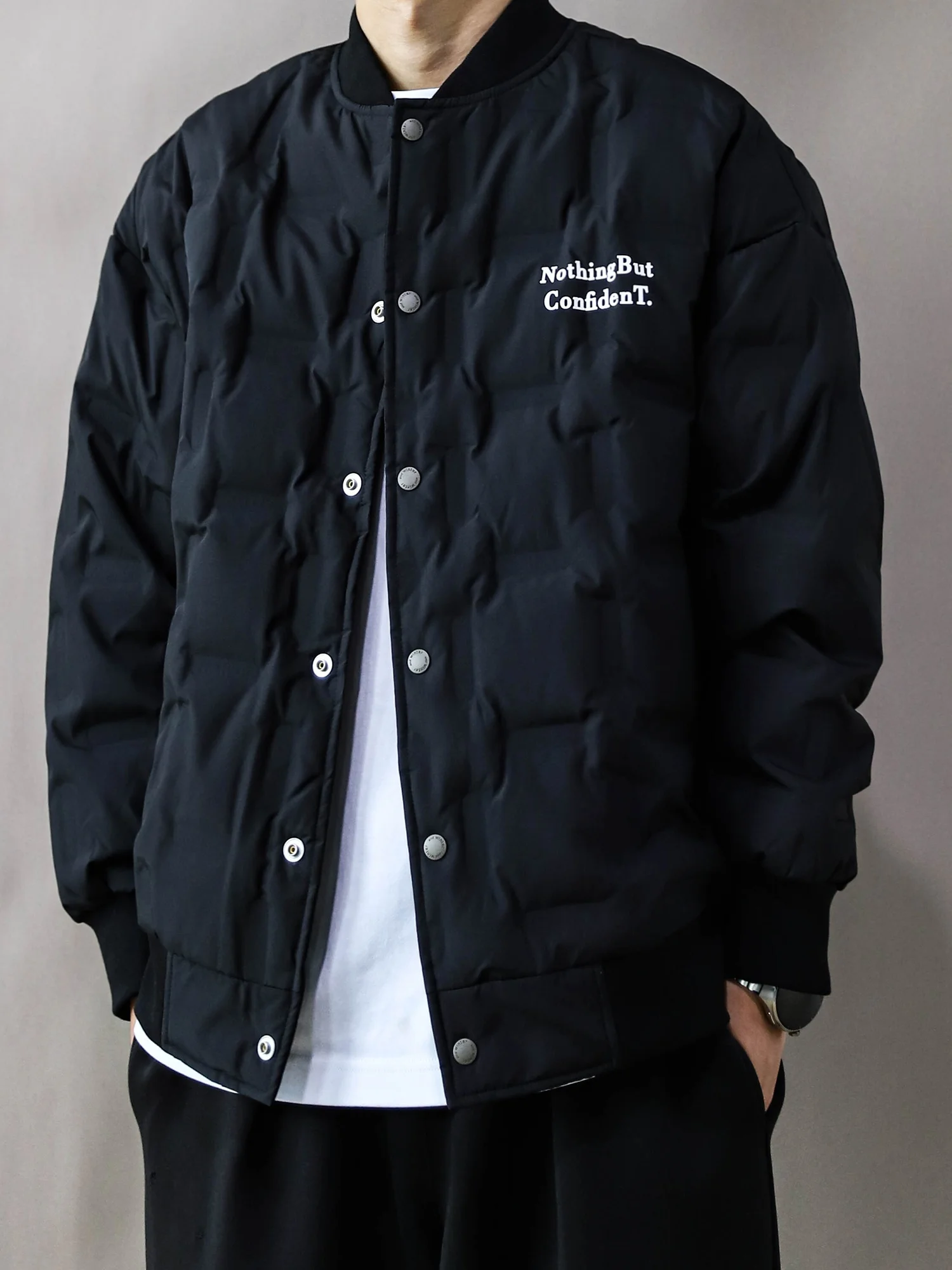 

Men's down Jacket Winter Thickened Oversize Loose Fit Black Retro Style Long Sleeve Warm Polyester Fiber White Duck down Filling
