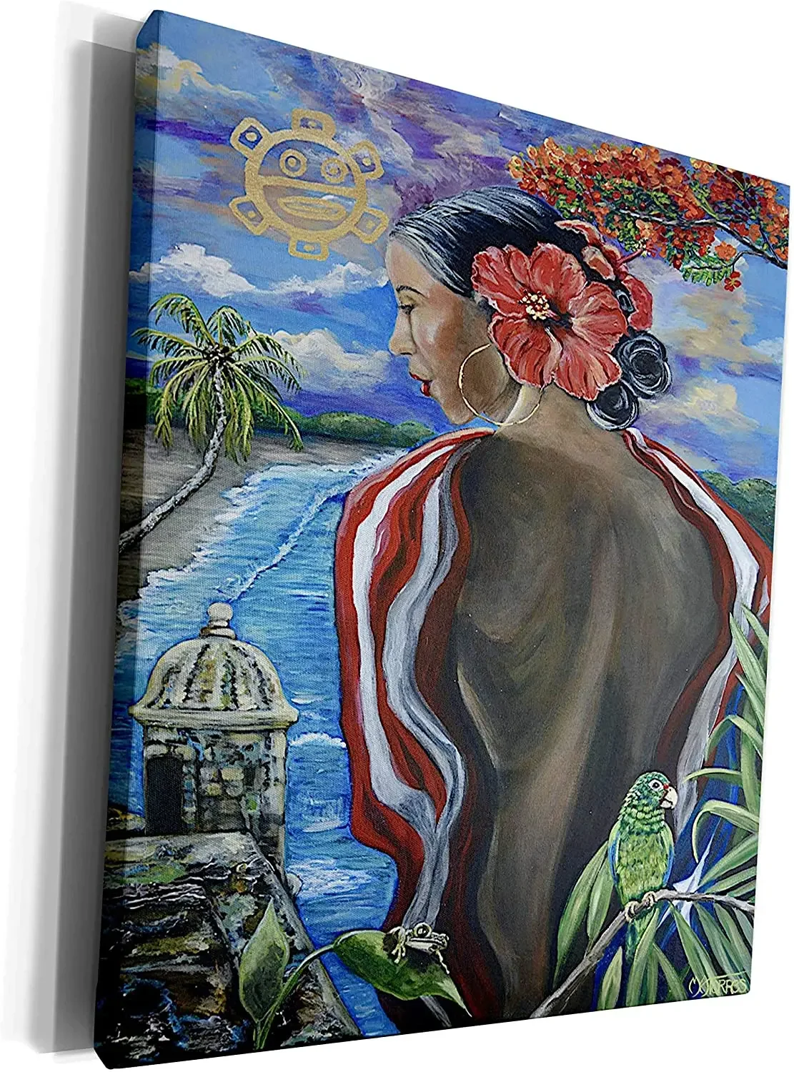 Image Of Woman With Puerto Rican Imagery Museum Grade Canvas Wrap