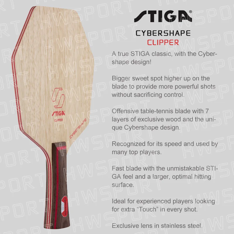 STIGA CYBERSHAPE AC CLIPPER hoja de tenis de mesa Allround, hoja de Ping Pong clásica, madera pura, nueva placa Base de Ping Pong