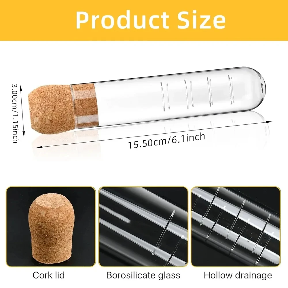 Tubo Infusor de té de vidrio creativo, colador de té de diseño de vidrio para taza, filtro de lujo para té Puer, herramientas de té de hierbas con tapón de corcho