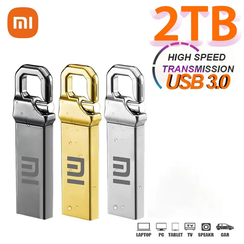 Xiaomi-unidad Flash 3,0 de Metal, Pendrive de alta velocidad de 2TB, 1TB, 512GB, portátil, resistente al agua, adaptador de TYPE-C