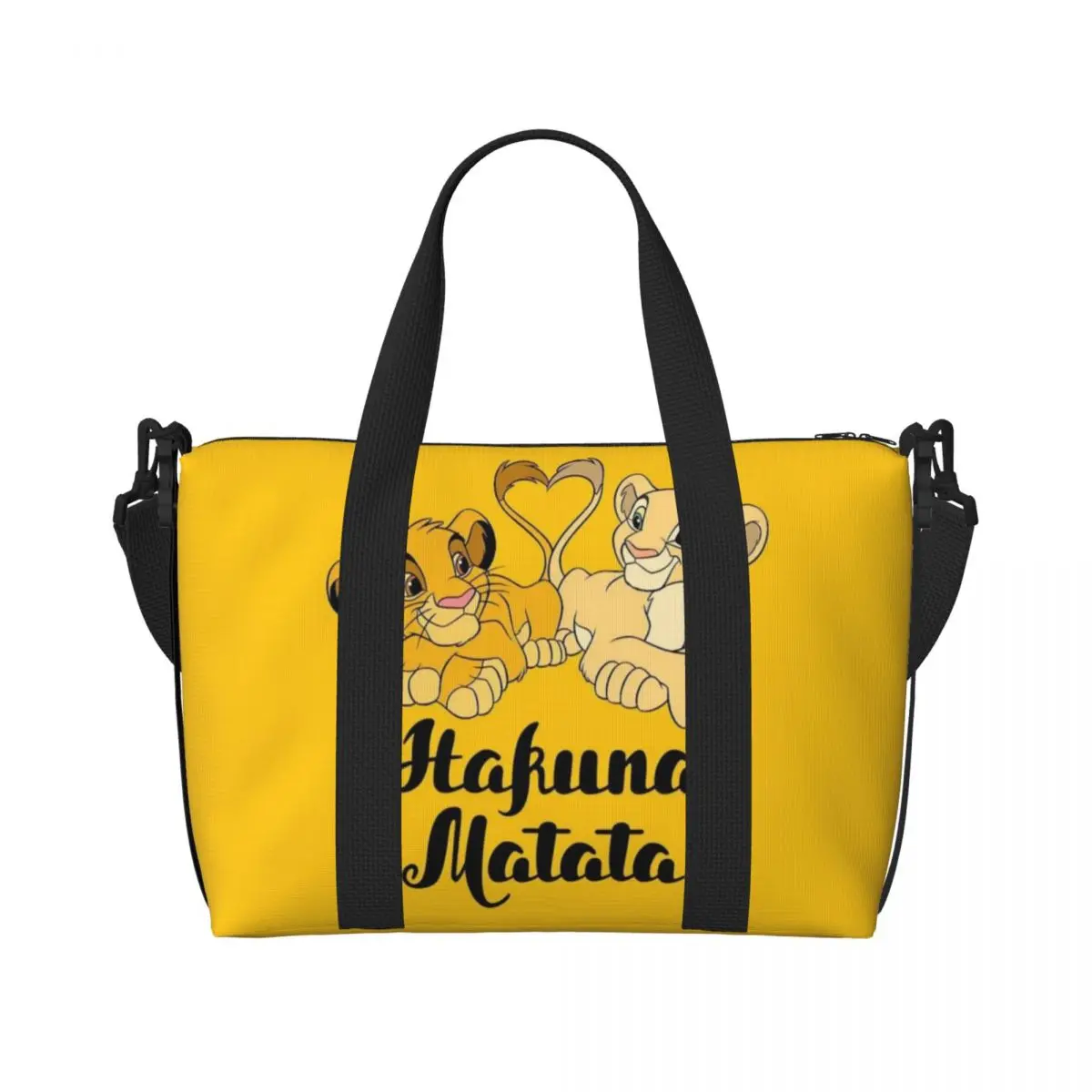 Custom The Lion King Simba Mufasa Beach Tote Bag for Women Extra Large Gym Carry On Travel Shopping Bags