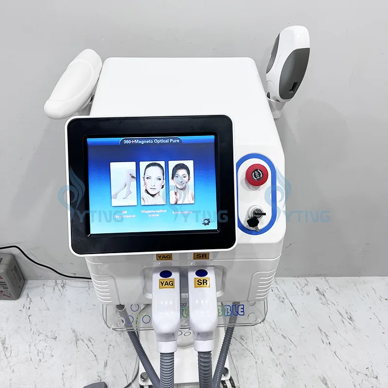 2 in 1 Nd Yag Laser Tattoo Removal 360 Magnetic Optical IPL OPT Hair Removal Acne Treatment Vascular Removal Machine