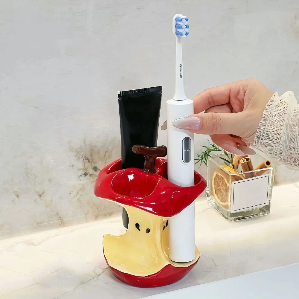 Creative Ceramic Toothbrush Holder Waterproof Non Slip Makeup Brush Storage Durable Space-Saving Toothpaste Storage Rack