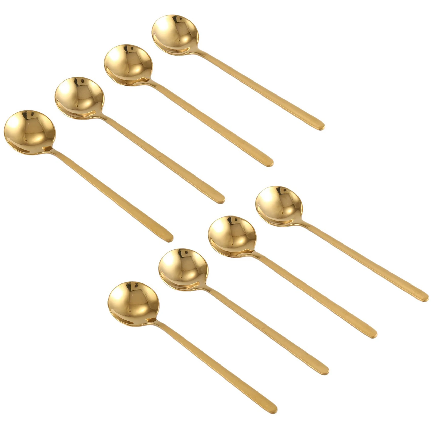 Hot Trend-8X Round Shape Coffee Spoon Stainless Steel Mini Teaspoons Sugar Dessert Spoon Ice Cream Soup Spoon (Gold)