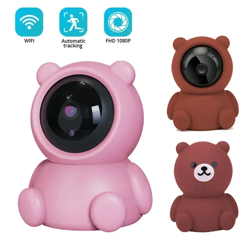 

Mini Camera Home Security Auto Tracking 2MP WiFi IP Camera Cartoon Bear CCTV Surveillance Camera Indoor Baby Monitor