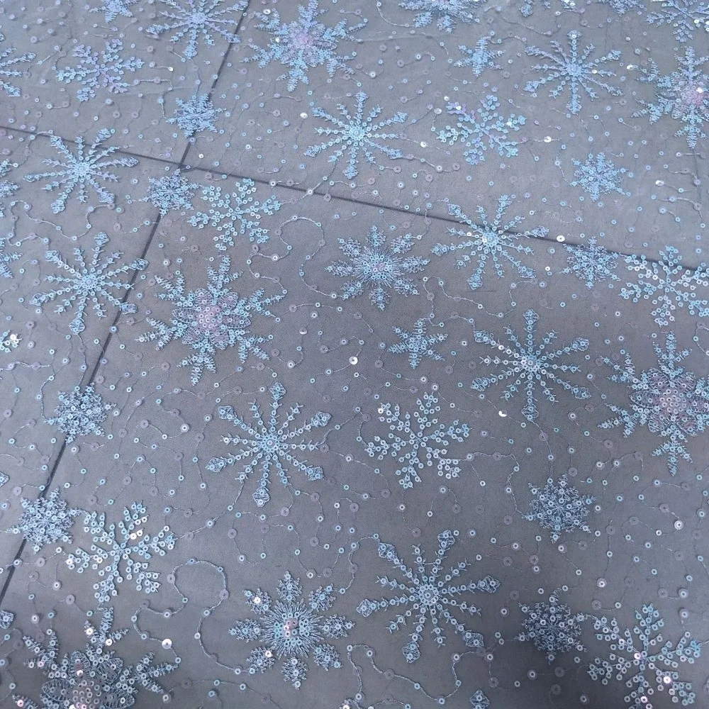 Fashion 1 Yard Tulle Fabric Embroidered Sequin Mesh Lace Fabric Snowflake Clothing Material For Sewing Skirt Dress