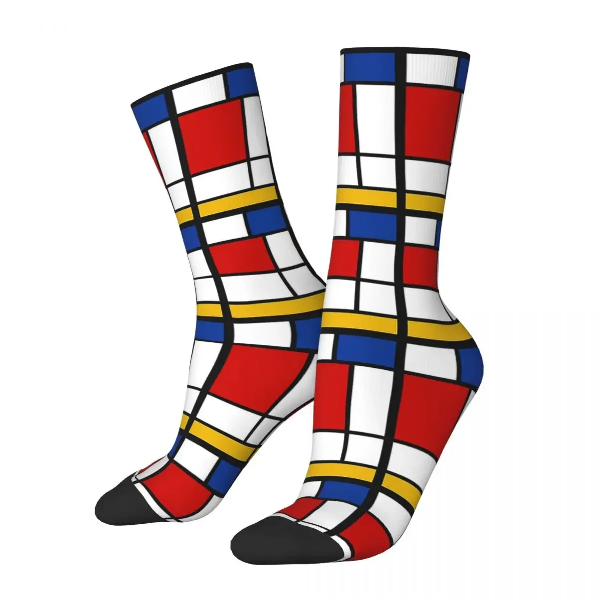 

De Stijl #1 (Mondrian Inspired) Socks Harajuku Sweat Absorbing Stockings All Season Long Socks Accessories for Unisex Gifts