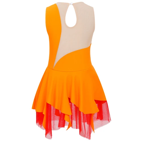 Imagen 2 del producto Niños Niñas gimnasia patinaje artístico Ballet Jersey traje de baile lírico brillante Rhinestone tul Ballet danza leotardo vestido