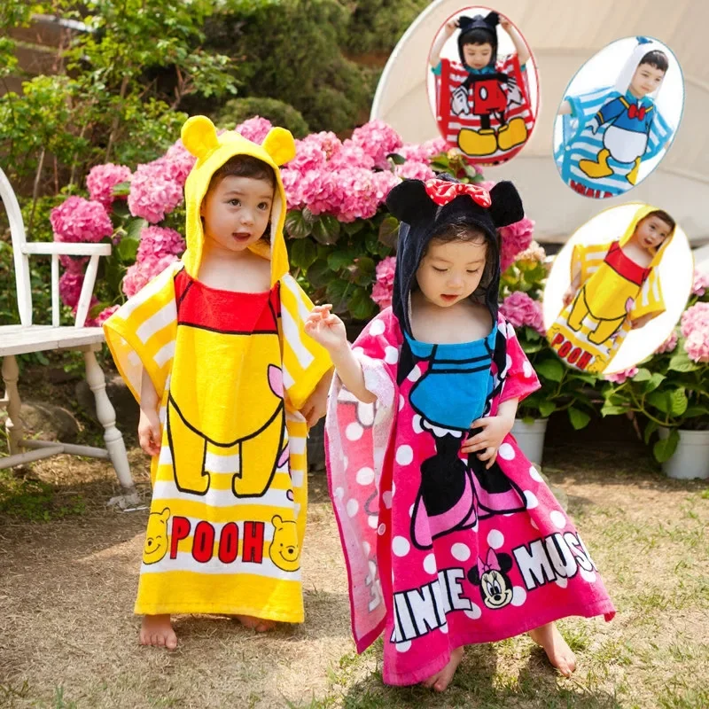 Disney Kids Cartoon Mickey Minnie Bath Towel Baby Boy Cars Girl BeachTowel Cape Towel Gift 60X120cm