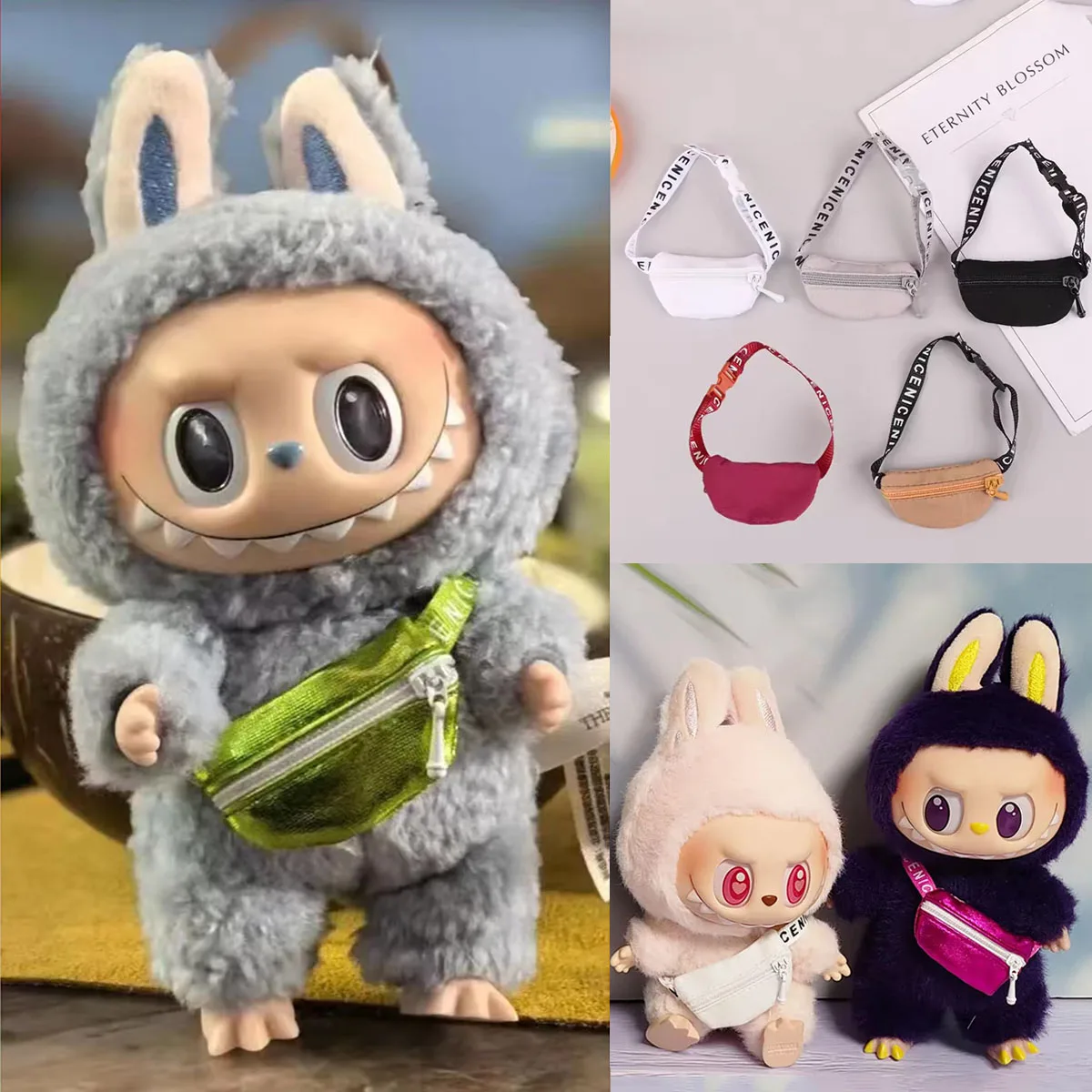 

For Labubu Dolls Crossbody Bag DIY Toys Waist Bags Cute Plush Doll Accessories Kids Toys Fashion Accessory