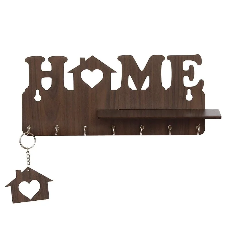 Home Keys Wooden Key Holder with 7 Hooks 29cm X 13cm X 0.4cm