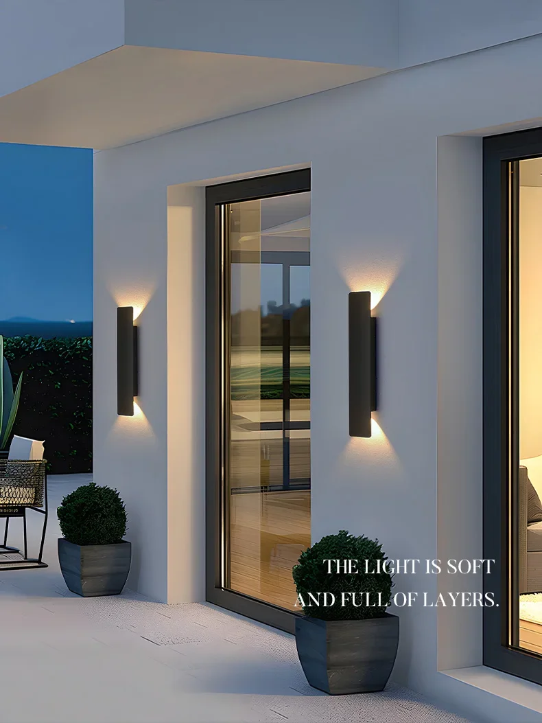 Outdoor Waterproof Wall Lamp Modern LED Lamp Black White Aluminum Up Lower Light Wall Lamps Waterproof IP65 110V 220V Fixtures
