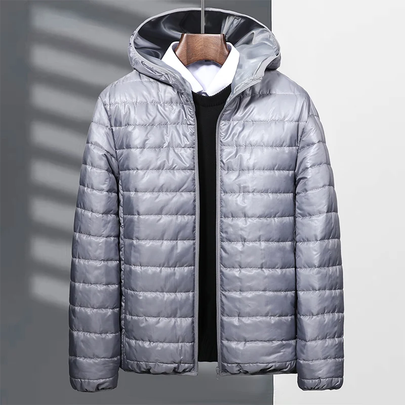 Men\'s cotton coat hooded jacket striped lightweight design 2024 autumn and winter loose oversized warm jacket cotton jacket top