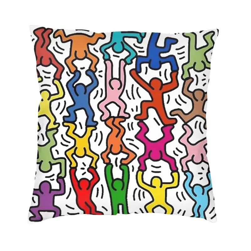 

Pop Human Art Pillow Case Home Decoration Pop Graffiti Haring Keiths Luxury Cushion Cover Soft Pillowcase