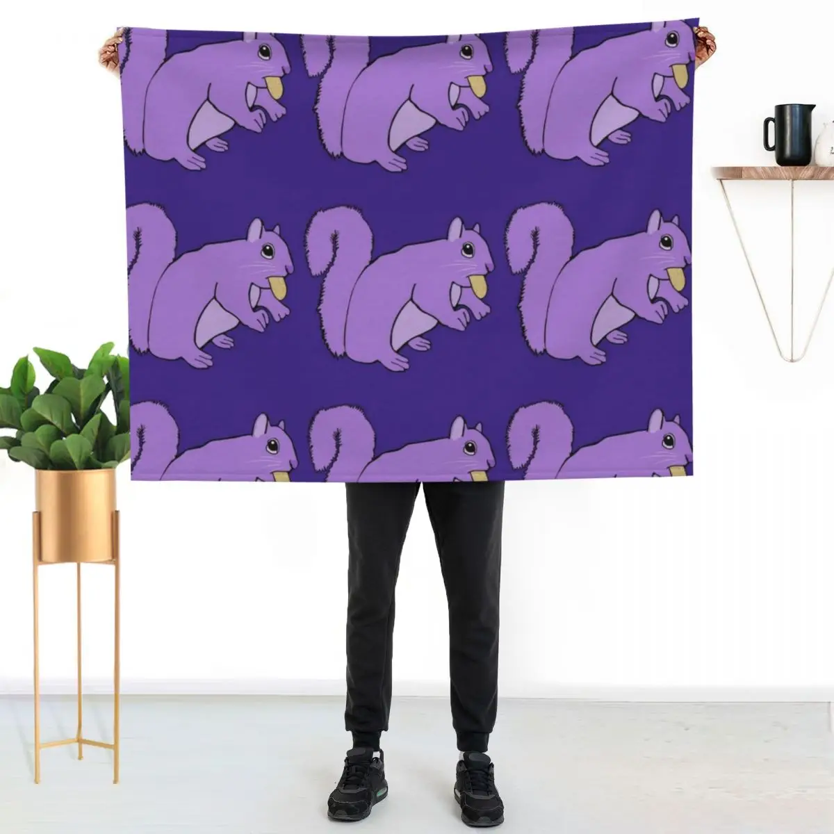 Purple Squirrel With Nut Throw Blanket Decorative Throw Flannel Hairys Loose Luxury St Blankets For Baby Blankets
