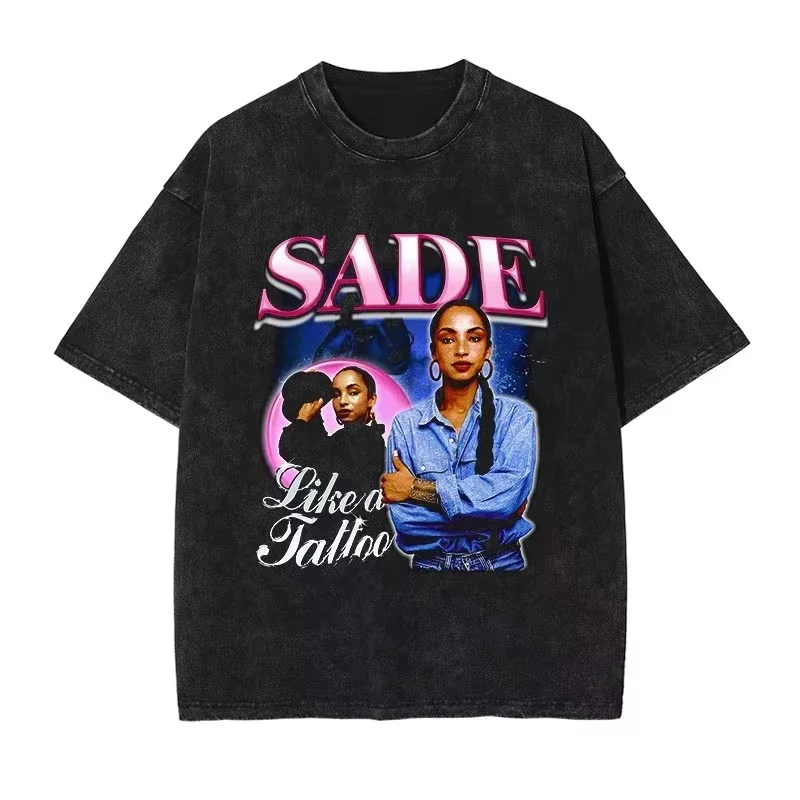 SADE Y2K خمر Harajuku الشارع الشهير المتضخم غسلها تي شيرت القوطي عادية فضفاض الهيب هوب أفضل الرجال النساء المحملة ريال كازا نادي التنس #4