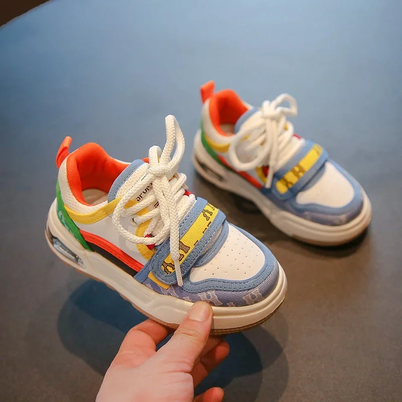 Kinderen Leren Sneakers Voor Meisjes Jongens 2024 Herfst Nieuwe Mode Koreaanse Stijl Zachte Anti-Gladde Veelzijdige Ademende Chique Schoenen