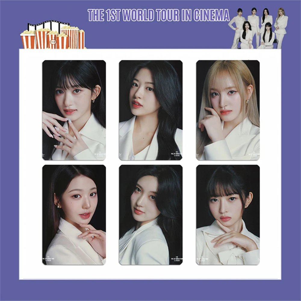 6Pcs KPOP IVE World Tour in Cinema Photocard Yujin Gaeul Wonyoung LIZ Rei Leeseo Lomo Cards Two-Sided Paper Card Fans Collection