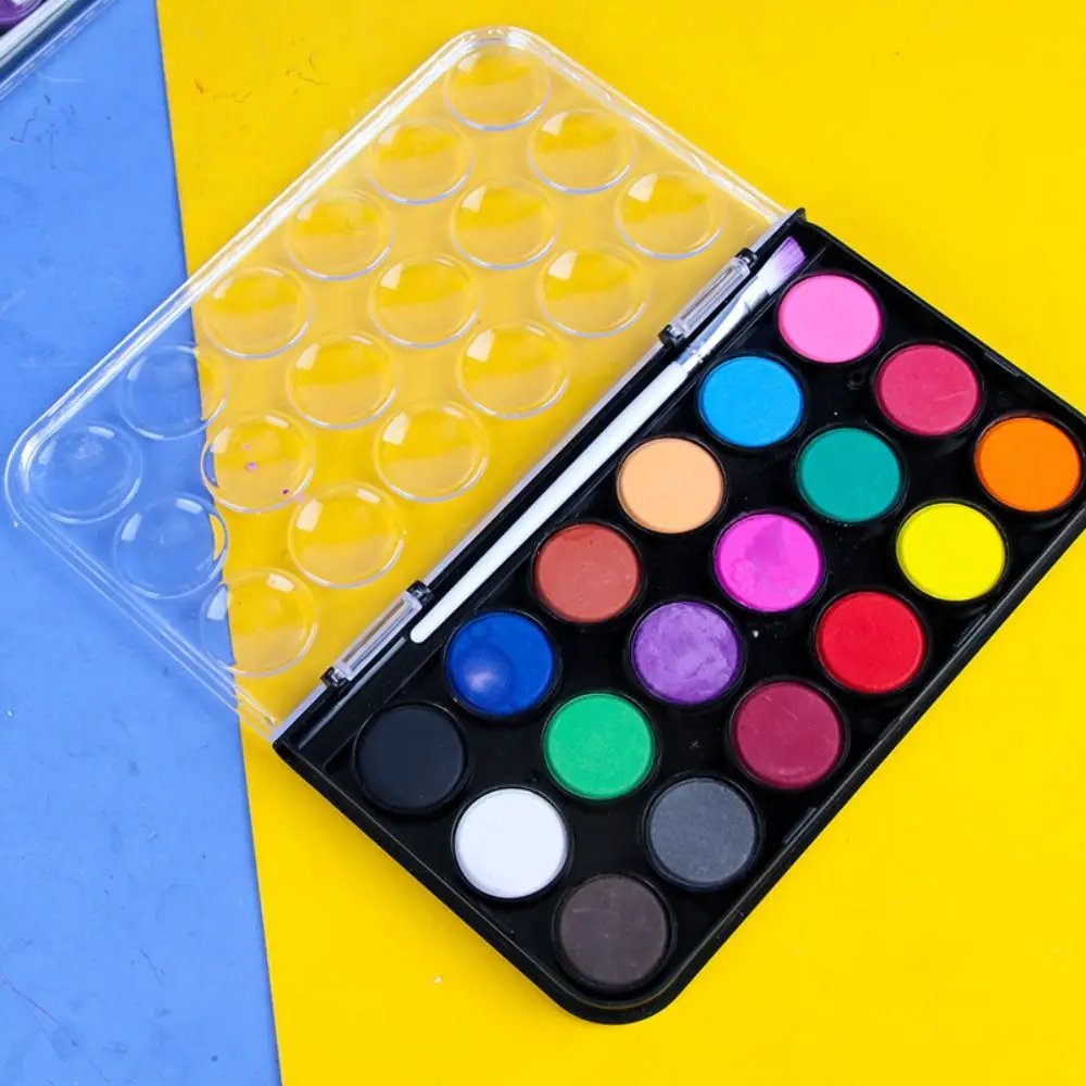 12/18/24/36Colors Solid Watercolor Paint Set Metallic Glitter Plastic Box Watercolor Pigment Oil Painting Kit Art Supplie